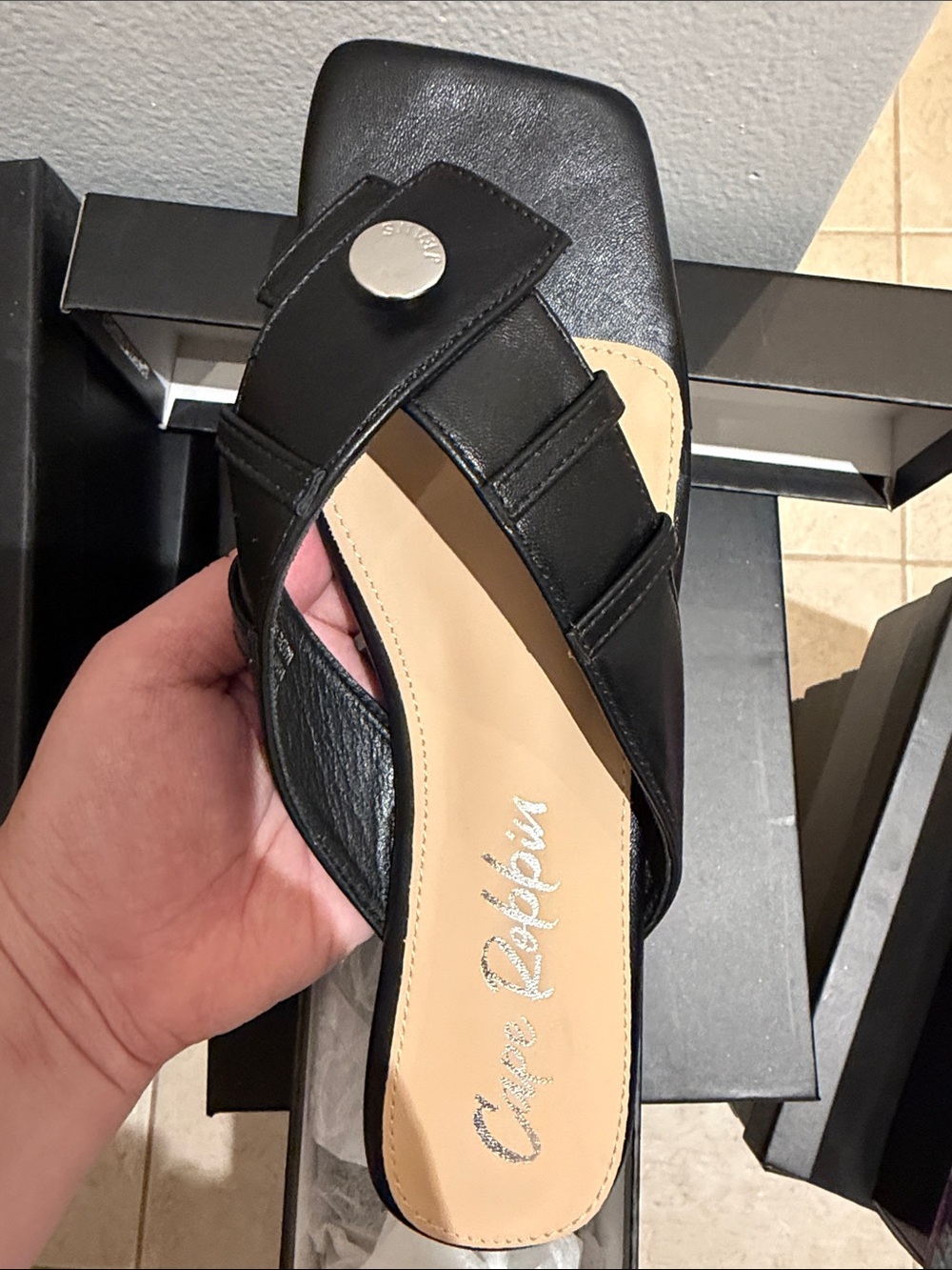 •CAPE ROBBIN• “Fortuna” Black Woven Square Open Toe High Heel Sandals // NIB